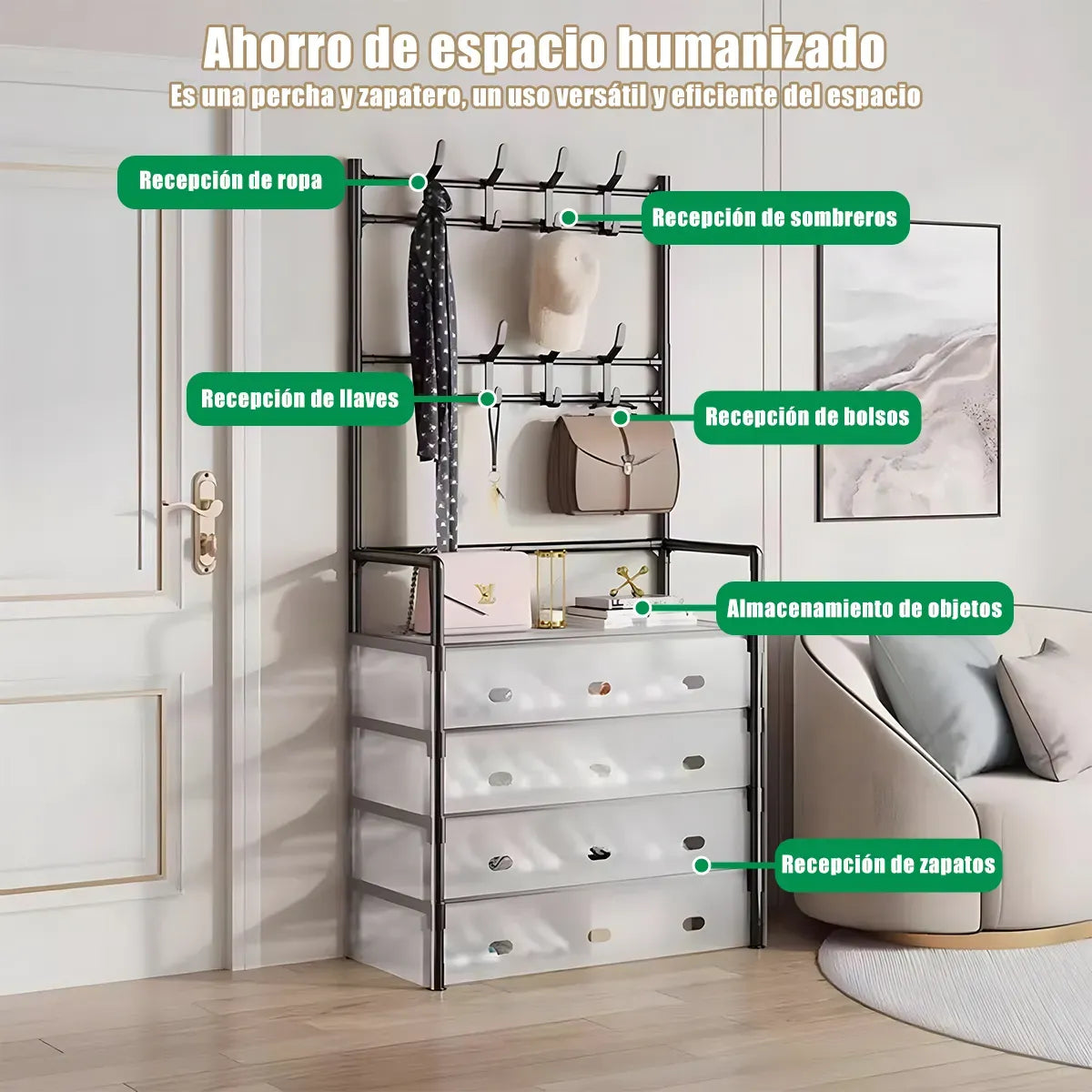 Organizar de zapatos con percheros.