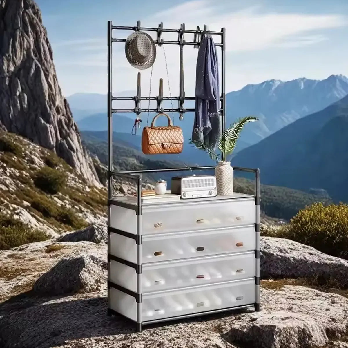 Organizar de zapatos con percheros.