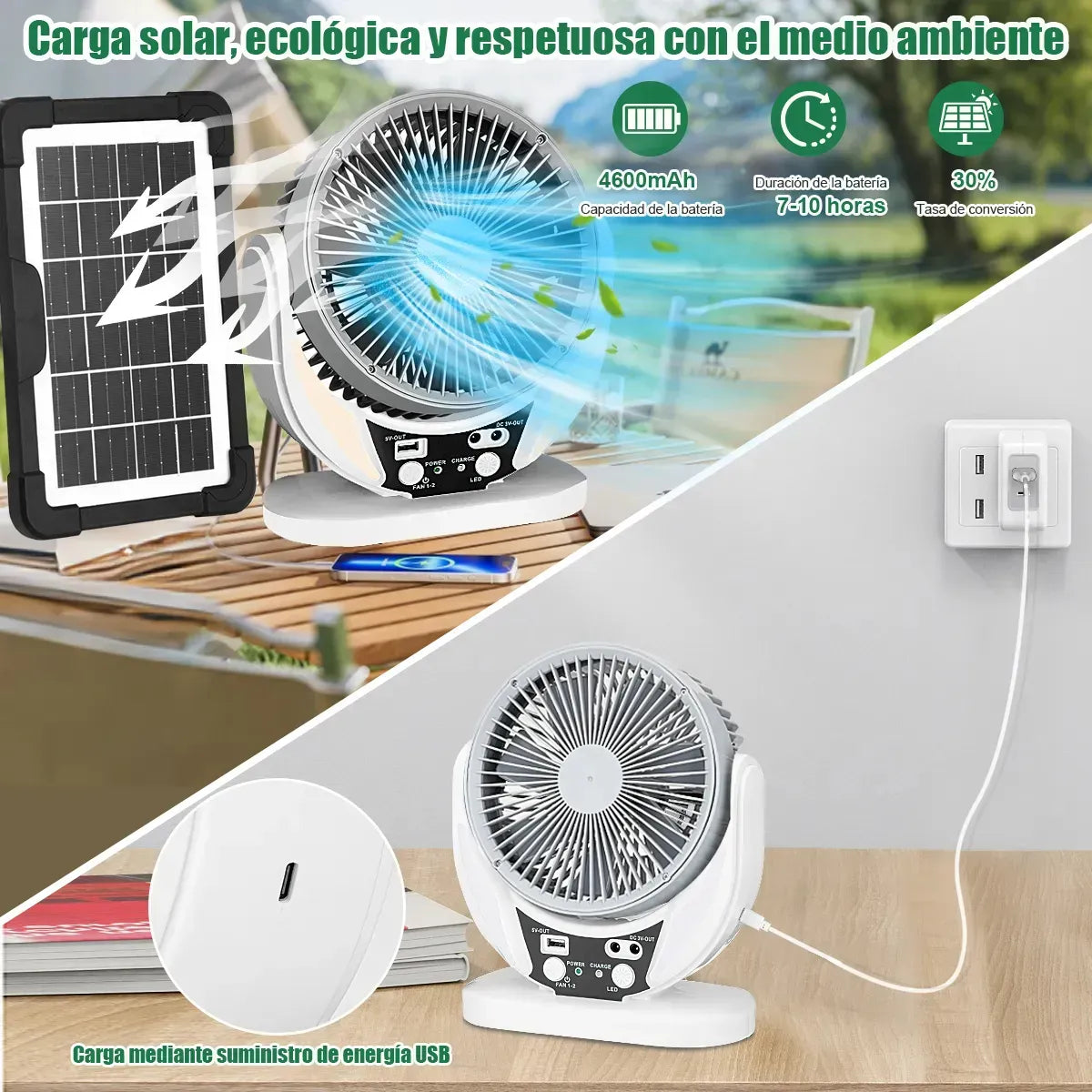 Ventilador Solar Recargable Original